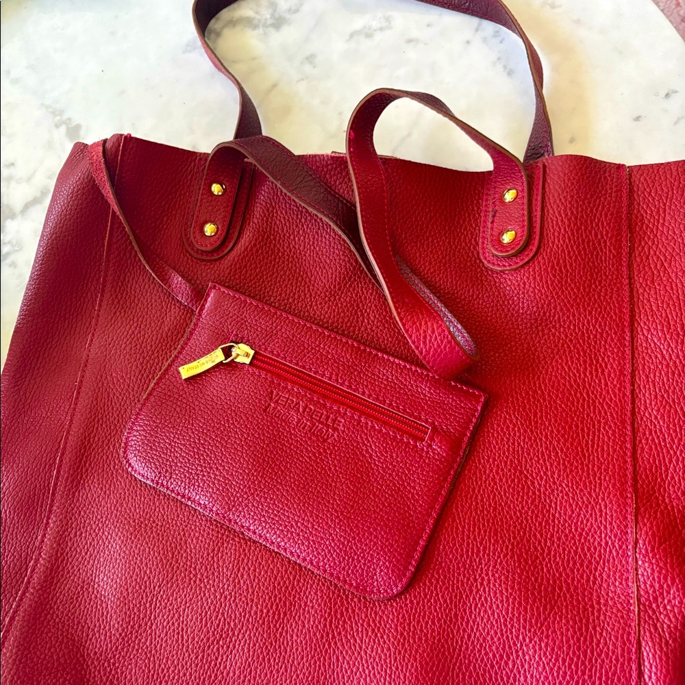 Red Italian Leather Tote